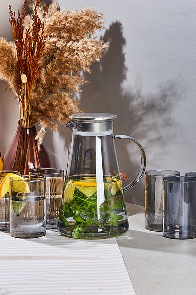 Perotti Savio Transparent Smoked 7 Piece Glass and Jug Set