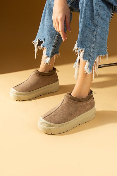 Pembe Potin Γυναικείες μπότες Mink Nubuck με γούνινο εσωτερικό, άνετη σόλα, γυναικεία παπούτσια