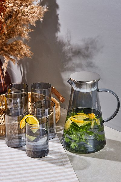 Perotti Savio Transparent Smoked 7 Piece Glass and Jug Set