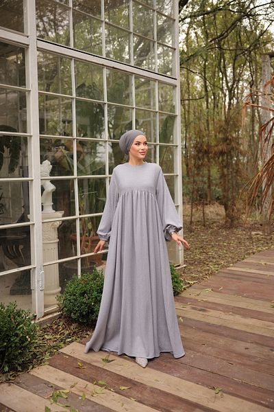 Nissra Ankanoor Γκρι Πλεκτό Φόρεμα Hijab Robe Anka 256021