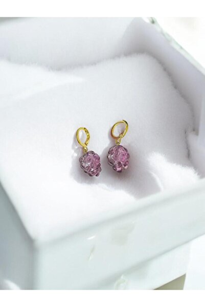 FASİON El Yapımı Cam Figürlü Küpe Altın Kaplama