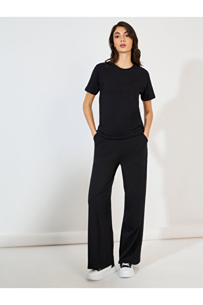 Styli Short Sleeve Crew Neck T-Shirt And Wide Leg Joggers Co-Ord Set