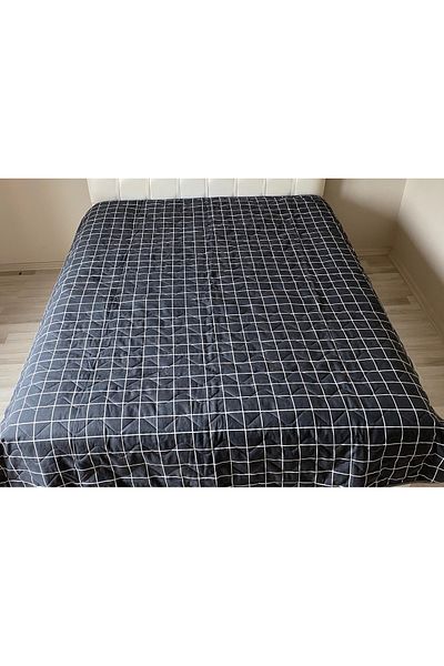 GENÇEV HOME COLLECTİONS Anthracite Single Pique Bedspread - 160x220, Plain Quilted and Multi-Purpose