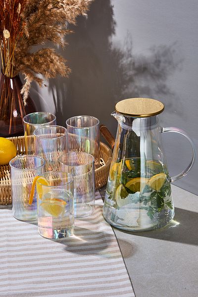 Perotti Savio Transparent Luster 7 Piece Glass and Jug Set