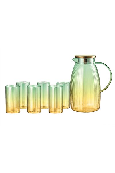 Perotti Savio Stripe Color 7 Piece Glass and Jug Set