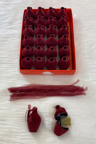 ZEYMERADE Bordo Mini Testi Kına, Hediyelik 24 Adet, Söz Nişan Nikah Düğün Bri...