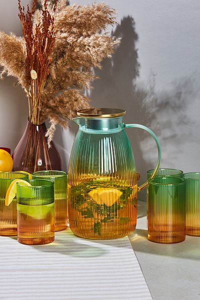 Perotti Savio Stripe Color 7 Piece Glass and Jug Set