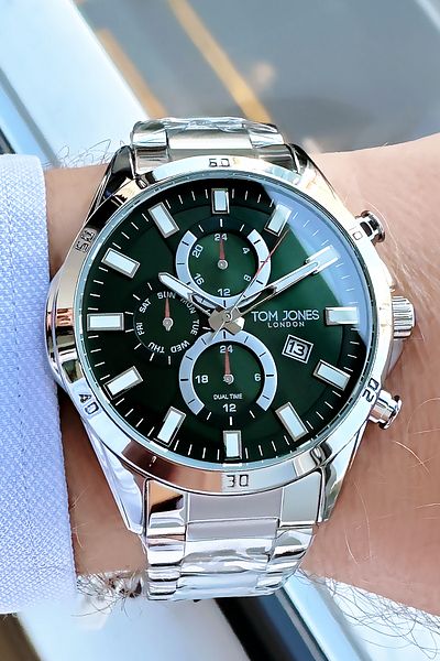 Tom Jones Men's Wristwatch 3 Atm Waterproof Silver Color Steel Cord Gnc4607c2