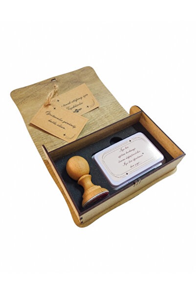 heptex Öğretmenler Günü Hediyesi Kişiye Özel Ahşap Kutulu Mühür
