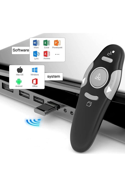 DeftHike Sunum Kumandası Presenter Projeksiyon Sunum Kumandası Kablosuz Lazer...