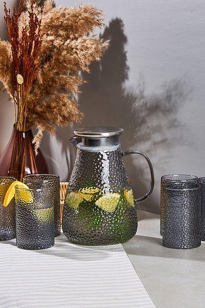 Perotti Savio Smoked 7 Piece Glass and Jug Set