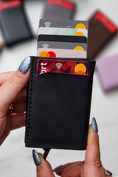 The East Polo Club Faux Leather Men's Mechanism Vegen Leather Card Holder Wallet Portfolio Crazy Black