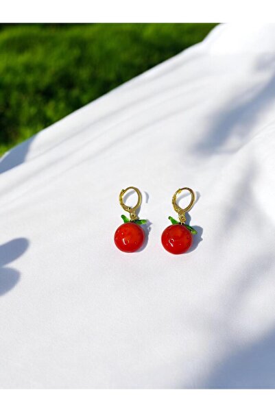 FASİON El Yapımı Cam Figürlü Küpe Altın Kaplama