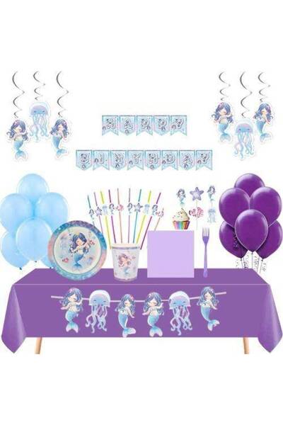 Parti Dükkanım Deniz Kızı Little 16 Kişilik Full Parti Seti