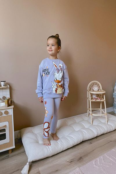 My Kids Wear Milk Fabric Printed Three Thread Non-Raised Lower and Upper Set with Ribbon Detail
