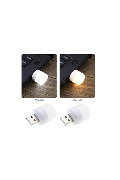 gaman 2 adet Mini Usb Sarı ve Beyaz Led Işık Gece Lambası-Ev-Ofis-Çalışma Mas...