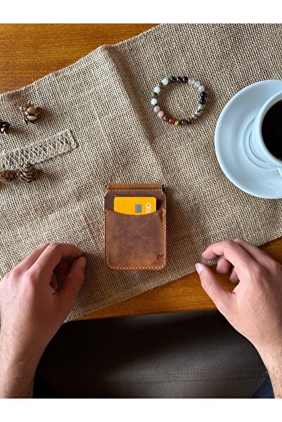 Leather Anatolia Hakiki Deri Para Klipsli Cüzdan, Slim Kartlık Erkek ve Kadın İnce Cüzdan, İnce Pratik Kartlık, İsim Baskısı Yapılır