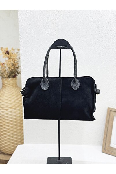 NUR KARACA 25K337 Women's Bag with Genuine Leather Sleeves
