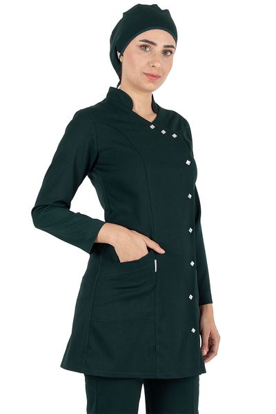 Alsancak Üniforma Luxe Hijab Σκούρο πράσινο χοντρό ύφασμα Lycra Hijab Nurse Jersey and Doctor Jersey