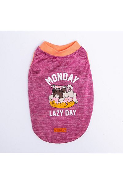 Pawstar Fuchsia Cat Dog Lazy T-Shirt - Xlarge Outfit