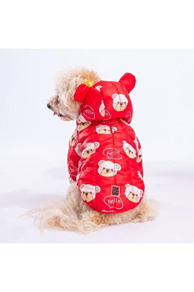 Pawstar Kırmızı Teddy Puff Köpek Montu Köpek Yağmurluk Köpek Kıyafeti Köpek E...