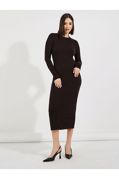 Styli Solid Knit Sweater Midi Dress
