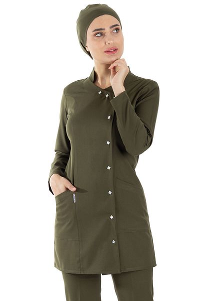 Alsancak Üniforma Luxe Hijab Khaki Πράσινο Χοντρό Ύφασμα Lycra Hijab Nurse Jersey and Doctor Jersey