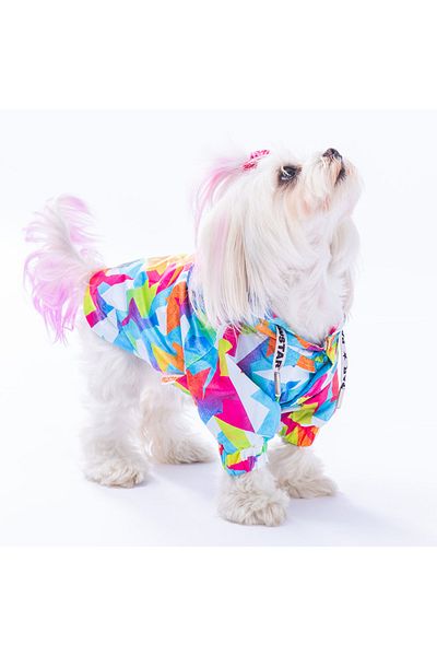 Pawstar Mosaic Fleece Dog Coat Dog Raincoat Dog Apparel Dog Dress