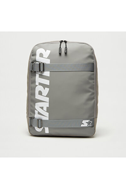 Starter Logo Print Backpack with Adjustable Straps and Zip Closure