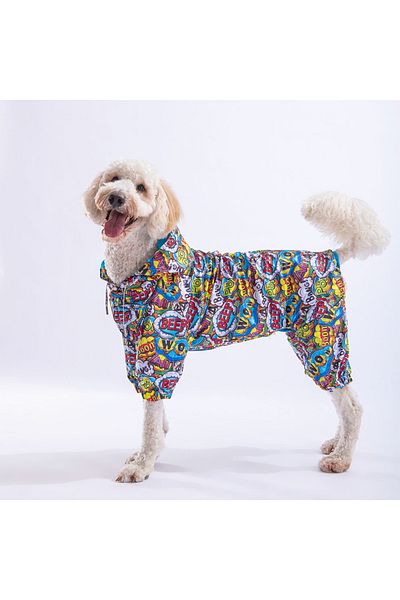 Pawstar Popart Medium and Large Breed Dog Jumpsuit Raincoat Dog Raincoat Dog Suit Dog Outfit