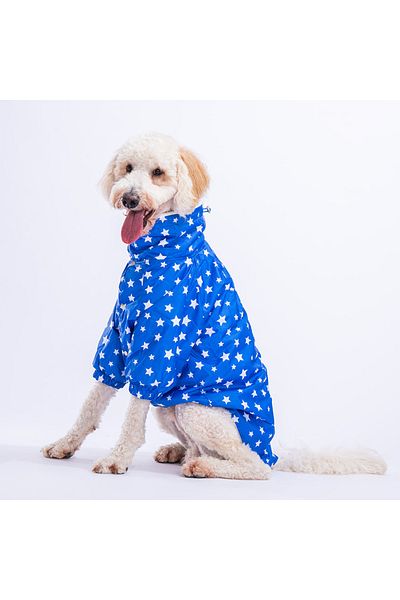 Pawstar Blue Stars Medium and Large Breed Dog Coat Dog Raincoat Dog Suit Dog Outfit
