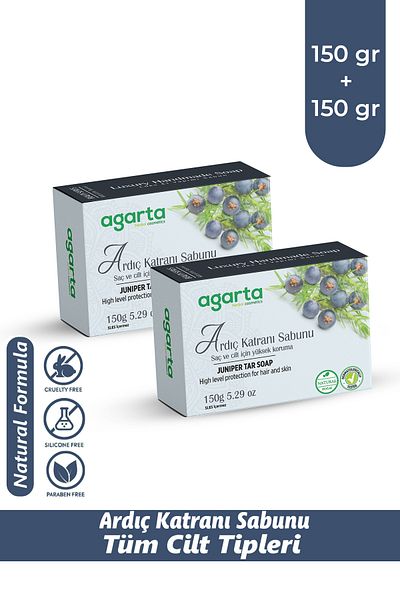 Agarta Set of 2 Handmade Natural Juniper Tar Soap 150 Gr