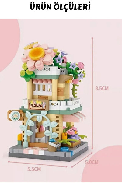 YILDIRIM OYUNCAK Micro Block Flower Shop Set 390 Pieces - Building Block Construction Decorative Flower Shop