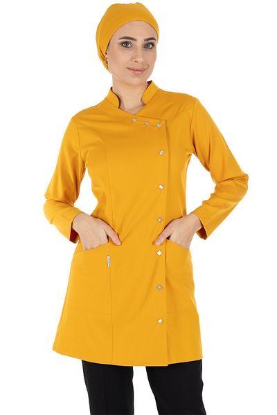 Alsancak Üniforma Luxe Hijab Muștar/negru Tesatura groasă Lycra Hijab Asistentă Tricou și Set Tricou Doctor
