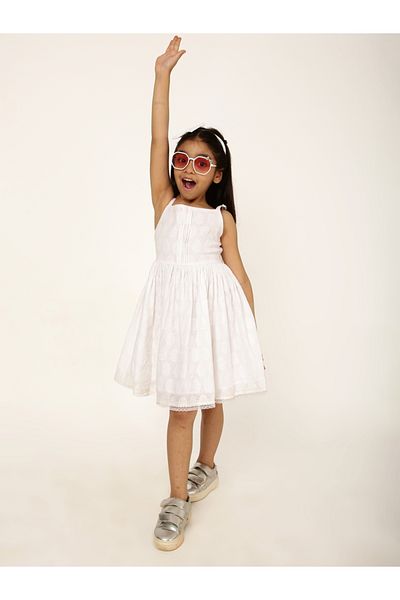 Styli Dobby Sleeveless Dress with Tie Back