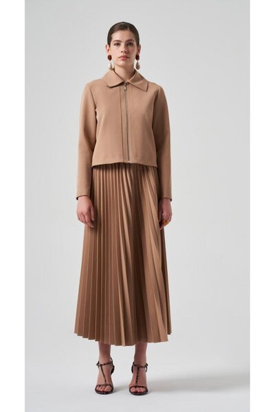 Nuss Σετ με φούστα και μπουφάν Pleseli 6037 Camel