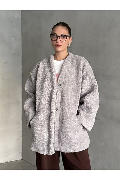 Laluvia Anthracite Lilium Straight Cut Wrap Jacket - 7398