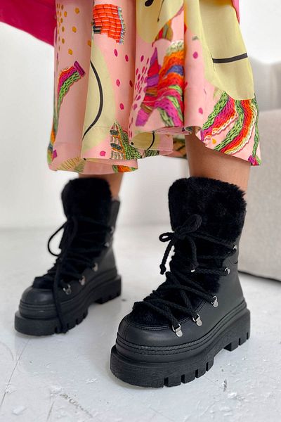 Shoebutik Norské černé kožené boty