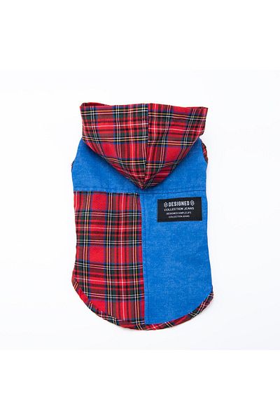 Pawstar Denim & Plaid Cat Dog Shirt - Cat Dog Outfit