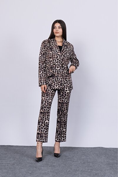 Marjinal Oversize Leopar Desen Astarlı Ceket
