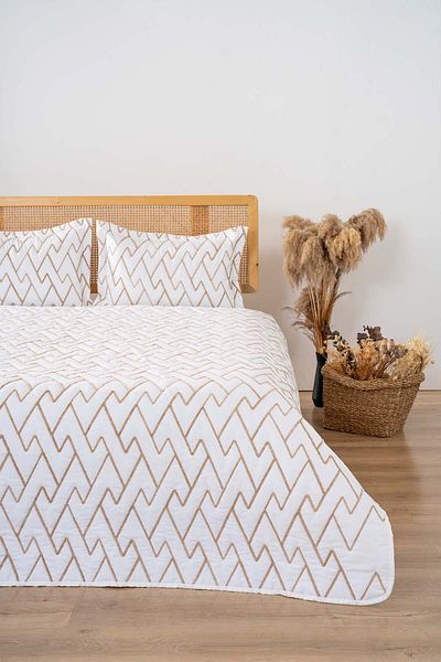 Rivaİstanbul Maria Double Court Quilted Bedspread Set 3 Piece Sleeping Set
