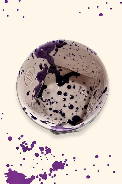 Mim and More Special Design Purple Patterned Handmade Ceramic Cup