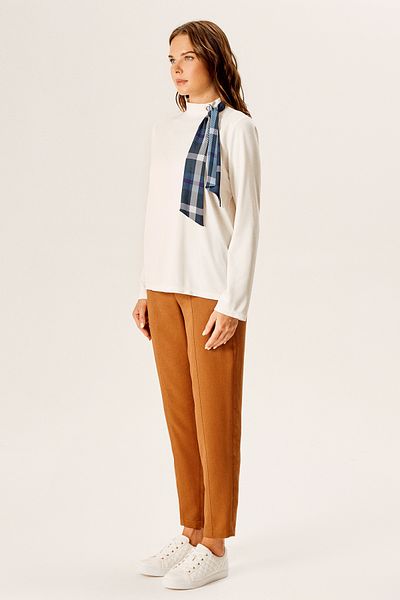 Naramaxx Turtleneck Scarf Combed Cotton Blouse