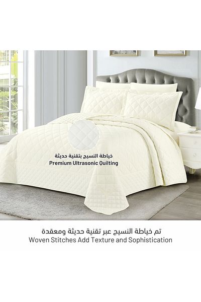 Donetella Quilt Set King Size- 6-Pcs, 240x260 Diamond Quilted Bedding Blanket