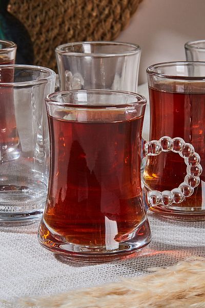 Perotti Pearl 6-Piece Glass Tea Glass with Beads 180 ml