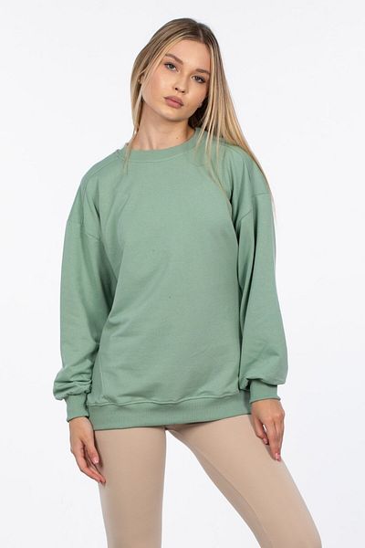 SERAZAT Women's Sweatshirt Oversize Crew Neck 100% Cotton