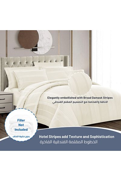 Donetella 7-Piece 300 TC Poly Cotton Striped King Duvet Set 240x260 cm