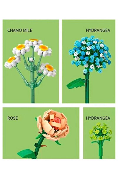 YILDIRIM OYUNCAK Micro Building Block Buildable Floral Celebration Gift 680 Pieces - Decorative Flower Bouquet Set