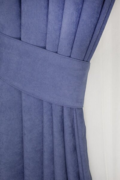 Emes Yüksek Kaliteli Kadifemsi Mor Fon Perde – Düz Dikim Pilesiz Tasarım, Pil...