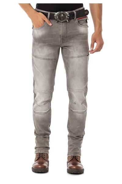 Cipo & Baxx CD699 Gizli Cepli Parçalı Biker Tarz Erkek Jean Pantolon